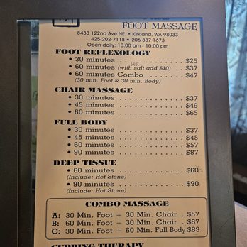 Herbal Oasis Foot Massage - Price list 2024 - Massage Near Me - Kirkland, Washington