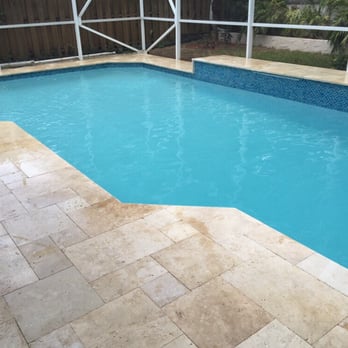 Eagle Pools - After: #newdimondbrite #newtile #newtravertine #beatifull - Pool Cleaners Near Me - Boca Raton, Florida
