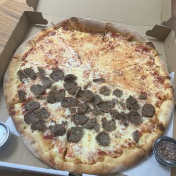 Springs Pizza - Large cheese/meatball combo - Pizza Near Me - East Hampton, New York Springs Pizza - Large cheese/meatball combo - Pizza Near Me - East Hampton, New York