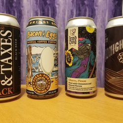 S & S Fast & Easy Liquor - The 4 beers that I ended up getting. Death & Taxes, Bacon & Eggs, Churro Please, and Midnight Sea