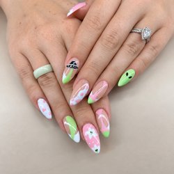 Green Nail Bar - Gel X with Custom Art.