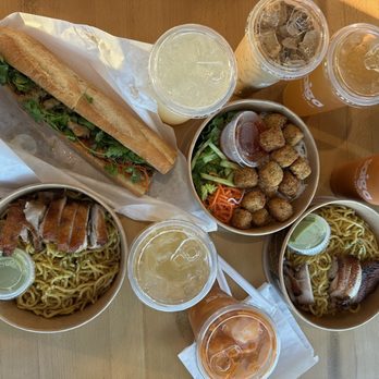 Saiga Vietnamese Eatery - Pork Belly Banh Mi Grilled Pork Bowl Chicken Banh Mi Garlic Noodles with BBQ Chicken Kimchi Fried Rice with Pork Belly - Vietnamese Near Me - Orange, California