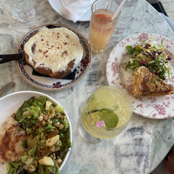 Paradiso - cinnamon roll, silent dove mocktail, quiche lorraine, paradiso soda, red and green leaf salad with chicken - Bars Near Me - Dallas, Texas Paradiso - cinnamon roll, silent dove mocktail, quiche lorraine, paradiso soda, red and green leaf salad with chicken - Bars Near Me - Dallas, Texas