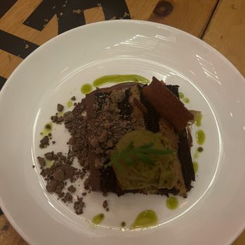 China Chilcano - Chocolate cake dessert with passionfruit ice cream - Peruvian Near Me - Washington, DC, District of Columbia