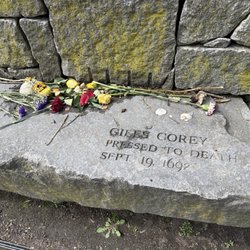 Witch Trials Memorial - Giles Corey - the one and only pressed to death in the trials