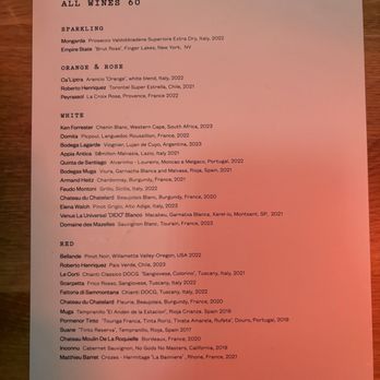 Naks - wine menu - Filipino Near Me - New York, New York