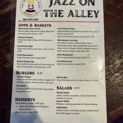 The Spot On the Alley - Jazz menu