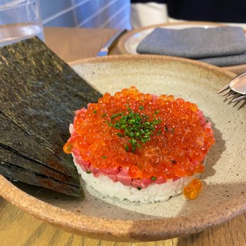 Ernest - Sushi Rice (ikura, raw beef, toasted nori) - New American Near Me - San Francisco, California Ernest - Sushi Rice (ikura, raw beef, toasted nori) - New American Near Me - San Francisco, California