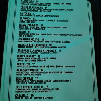 Tostadas Prime - drink menu $$$$ - New Mexican Cuisine Near Me - Santa Clara, California