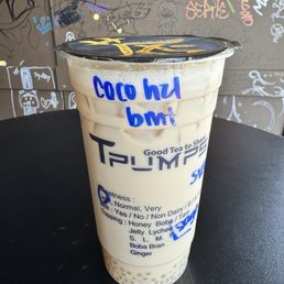 Coconut hazelnut with sago black milk tea