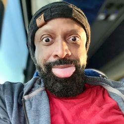 Megabus - That's just me being a goofball while enjoying my ride on Megabus from Austin back to Houston.