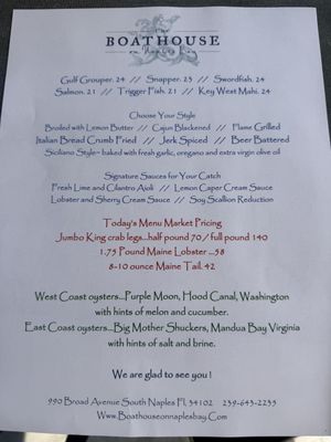 Menu photo 4 The Boathouse On Naples Bay Naples, FL Menu photo 4 The Boathouse On Naples Bay Naples, FL