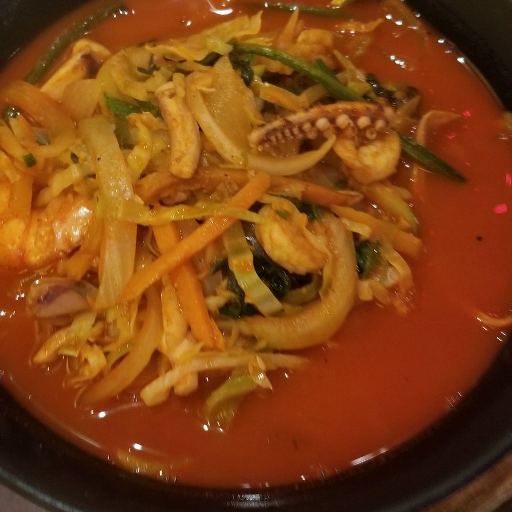 Hyo Dong Gak - Noodle in spicy seafood soup ($14.95) - Korean Near Me - New York, New York Hyo Dong Gak - Noodle in spicy seafood soup ($14.95) - Korean Near Me - New York, New York