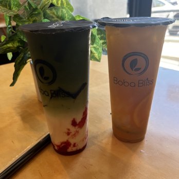 Boba Bliss - Strawberry Matcha Latte and Summer Mango Green Tea - Bubble Tea Near Me - Dublin, California
