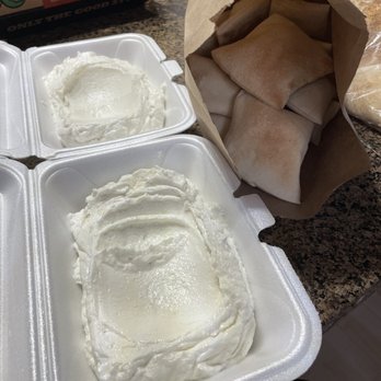 Boukie's Grill - Two large Garlic Spread, Fresh Baked Pita Bread - Mediterranean Near Me - Royal Oak, Michigan Boukie's Grill - Two large Garlic Spread, Fresh Baked Pita Bread - Mediterranean Near Me - Royal Oak, Michigan