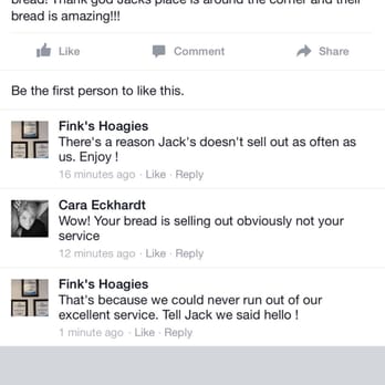 Fink's - Face book post to finks and how ignorant they are - Sandwiches Near Me - Philadelphia, Pennsylvania