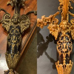 Vramyan Interiors - Before and after,
late 19th early 20th century 
Wall candelabra, professional cleaning by Vramyan Interiors