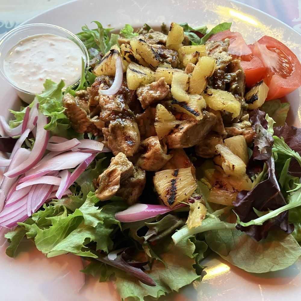 Jamaican Jerk Salad with chicken was mighty tasty.
