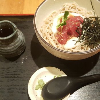 Soba-ya - The Yamakake cold soba. : Cured tuna, grated mountain yam, and nori. Soba sauce is on the side. - Japanese Near Me - New York, New York