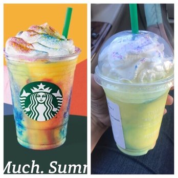 Starbucks - Tie-dye Frappuccino. Expectation versus reality. Banana flavor, was gross - Coffee & Tea Near Me - Morgan Hill, California Starbucks - Tie-dye Frappuccino. Expectation versus reality. Banana flavor, was gross - Coffee & Tea Near Me - Morgan Hill, California