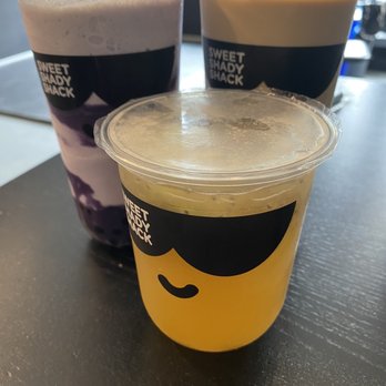 Sweet Shady Shack - The Taro Chiller (left), Kumquat Lemon (middle) and Original Milk Tea (right). - Coffee & Tea Near Me - Toronto, Ontario Sweet Shady Shack - The Taro Chiller (left), Kumquat Lemon (middle) and Original Milk Tea (right). - Coffee & Tea Near Me - Toronto, Ontario