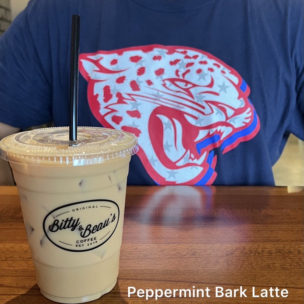 Bitty & Beau's Coffee - Iced Peppermint Bark Latte ~ delicious ~ - Coffee & Tea Near Me - Jacksonville, Florida