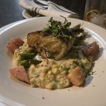 Farm Provisions - Chilean sea bass with crab risotto, striped beets and asparagus - New American Near Me - Prescott, Arizona Farm Provisions - Chilean sea bass with crab risotto, striped beets and asparagus - New American Near Me - Prescott, Arizona