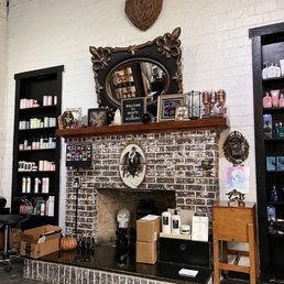 Front desk area, unique art on display