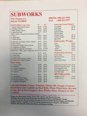 Menu photo 6 Subworks Edison, NJ