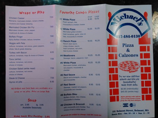 Menu photo 3 Michael's Pizza Belmont, MA Menu photo 3 Michael's Pizza Belmont, MA
