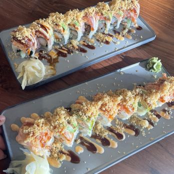 MUSE Fusion+Sushi - M9 Salmonlicious Roll & M8 Sexy Tuna Roll - Sushi Bars Near Me - Austin, Texas MUSE Fusion+Sushi - M9 Salmonlicious Roll & M8 Sexy Tuna Roll - Sushi Bars Near Me - Austin, Texas