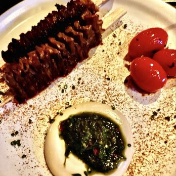 Matu - Picanha Skewers, tahini sauce and zhoug* - Steakhouses Near Me - Beverly Hills, California Matu - Picanha Skewers, tahini sauce and zhoug* - Steakhouses Near Me - Beverly Hills, California