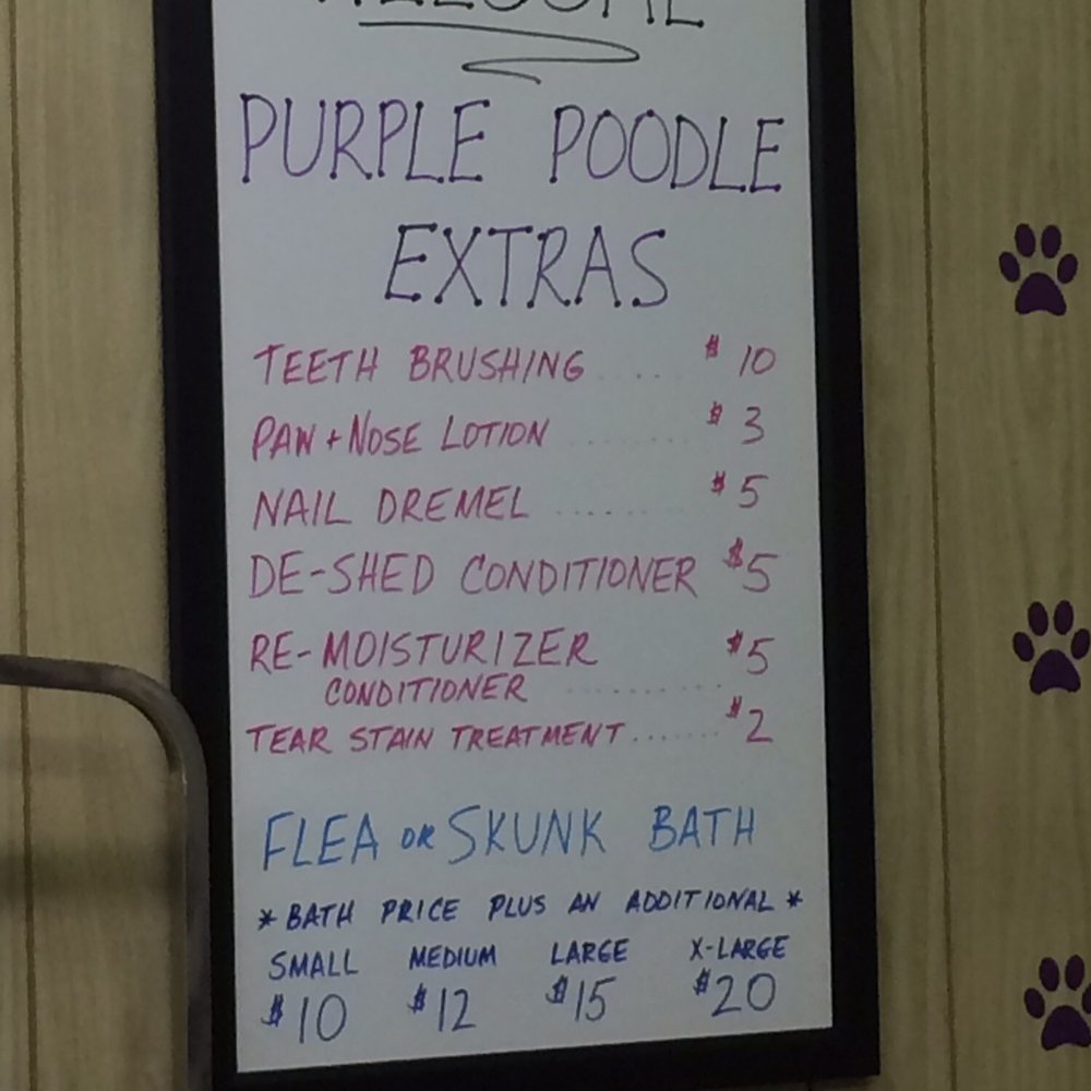 The Purple Poodle - Price board list 6.2015 - Pet Groomers Near Me - Carol Stream, Illinois The Purple Poodle - Price board list 6.2015 - Pet Groomers Near Me - Carol Stream, Illinois