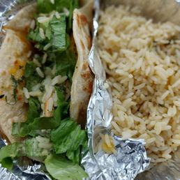 Chicken taco and cilantro lime rice