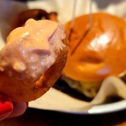 Lazy Dog Restaurant & Bar - Onion Ring with signature sauce