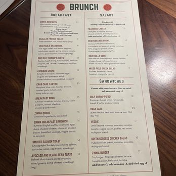 Zinnia - Brunch menu - Cocktail Bars Near Me - Silver Spring, Maryland