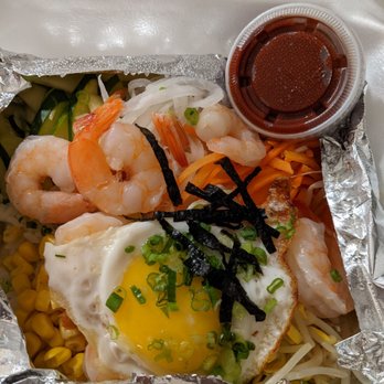 Korea Restaurant - Shrimp Bibimbap, $13.99 prior to tax - Korean Near Me - Bloomington, Indiana