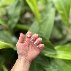 Happy Nails - Happy Nail new set~square tips with painted white tip  (6/5/24)