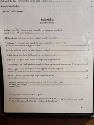 Menu photo 1 The Tattered Tartan Pub Andrews, NC