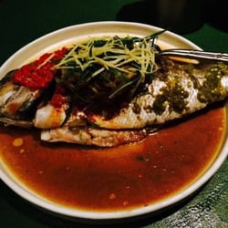 Rick Shores - Whole snapper with chilies. Looks pretty but was not fully cooked (raw inside).