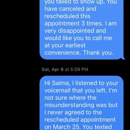 I reached out when Salma failed to show up to appointment. I reached out when Salma failed to show up to appointment.