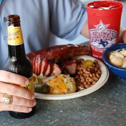 C & J Barbeque - Aggieland Store - 3 meat plate with brisket, sausage and ribs