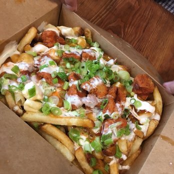 The Spud Shack Fry - Buffalo chicken. Large - $11 on Monday - Belgian Near Me - New Westminster, British Columbia The Spud Shack Fry - Buffalo chicken. Large - $11 on Monday - Belgian Near Me - New Westminster, British Columbia