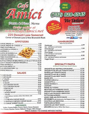 Menu photo 4 Cafe Amici Pasta & Pizza Somerset, NJ Menu photo 4 Cafe Amici Pasta & Pizza Somerset, NJ