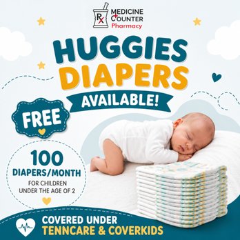 Medicine Counter Pharmacy - Free Diapers for children age under 2, covered under Tenncare and Coverkids at Medicine Counter Pharmacy in Hixson. - Pharmacy Near Me - Chattanooga, Tennessee Medicine Counter Pharmacy - Free Diapers for children age under 2, covered under Tenncare and Coverkids at Medicine Counter Pharmacy in Hixson. - Pharmacy Near Me - Chattanooga, Tennessee