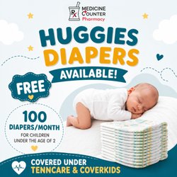 Medicine Counter Pharmacy - Free Diapers for children age under 2, covered under Tenncare and Coverkids at Medicine Counter Pharmacy in Hixson.