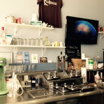 Edgebrook Coffee Shop - the place is clean and fresh feeling - there is a big TV further to the right on this wall and they keep the closed captions on so you can . - Coffee & Tea Near Me - Chicago, Illinois