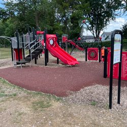 Pfeifer Park - Brand new play area! Ages 5-12, lots of climbing spots on this one! And swingsets!
