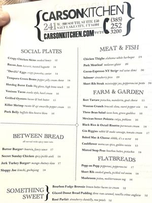 Menu photo 5 Carson Kitchen Salt Lake City, UT