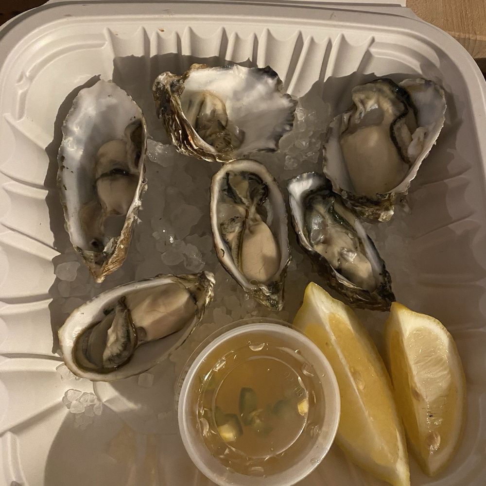 Princess Seafood Market - 6 raw oysters, lemon, and a sauce. - Seafood Markets Near Me - Fort Bragg, California Princess Seafood Market - 6 raw oysters, lemon, and a sauce. - Seafood Markets Near Me - Fort Bragg, California